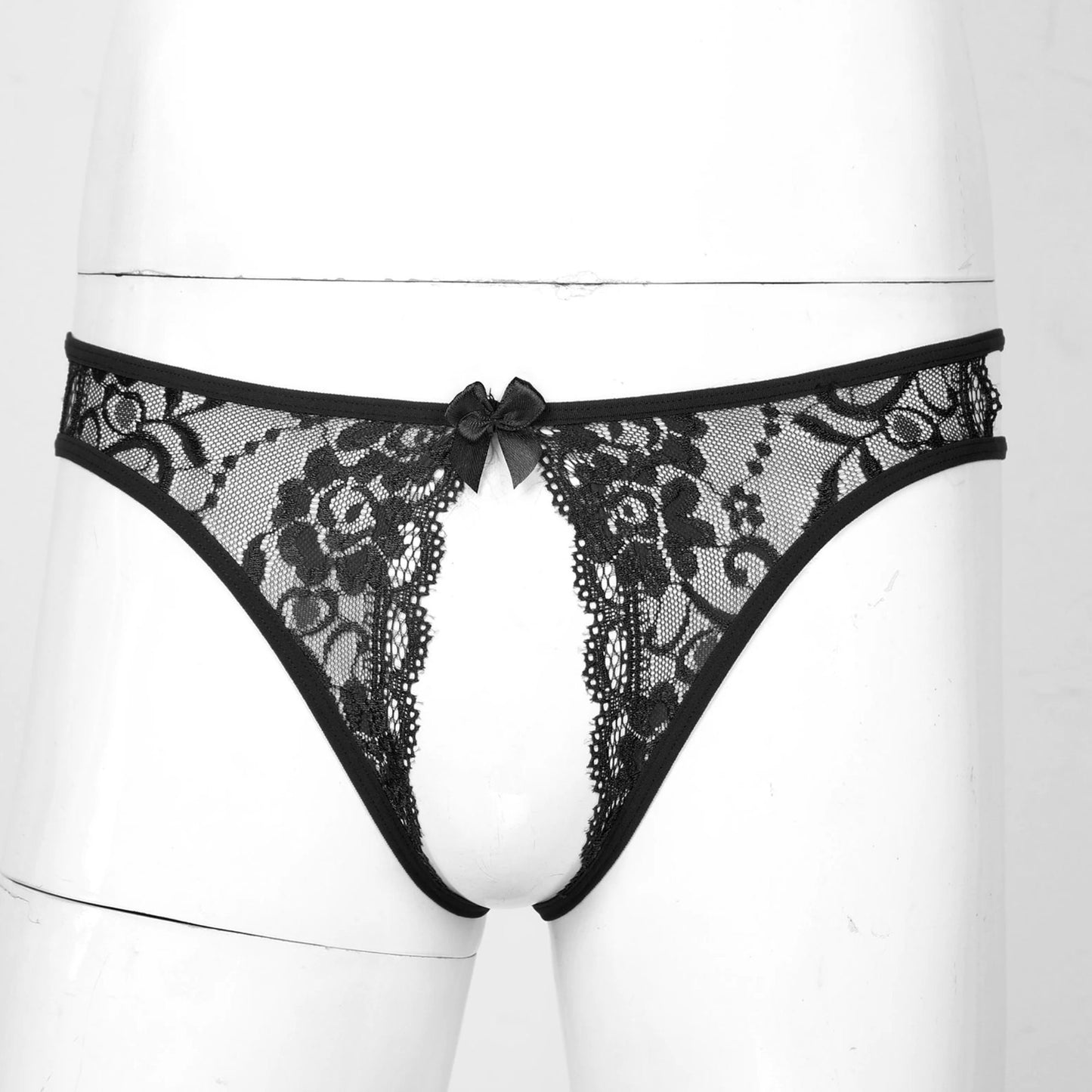 Men's Erotic See Through Lace Crotchless Panty