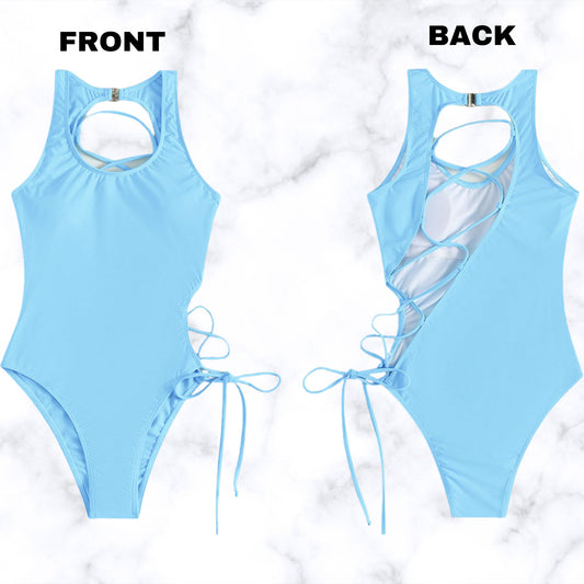 Lace Up One Piece High Waist Sexy Women's Swimsuit