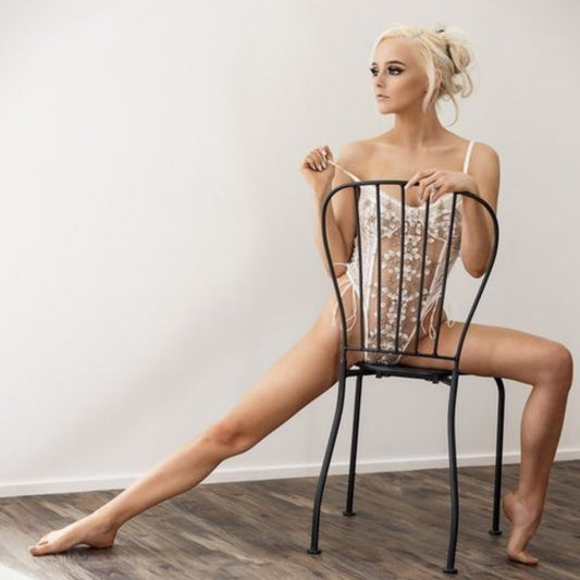 Luxury Bride Lace Bustier Bodysuit Boudoir Lingerie