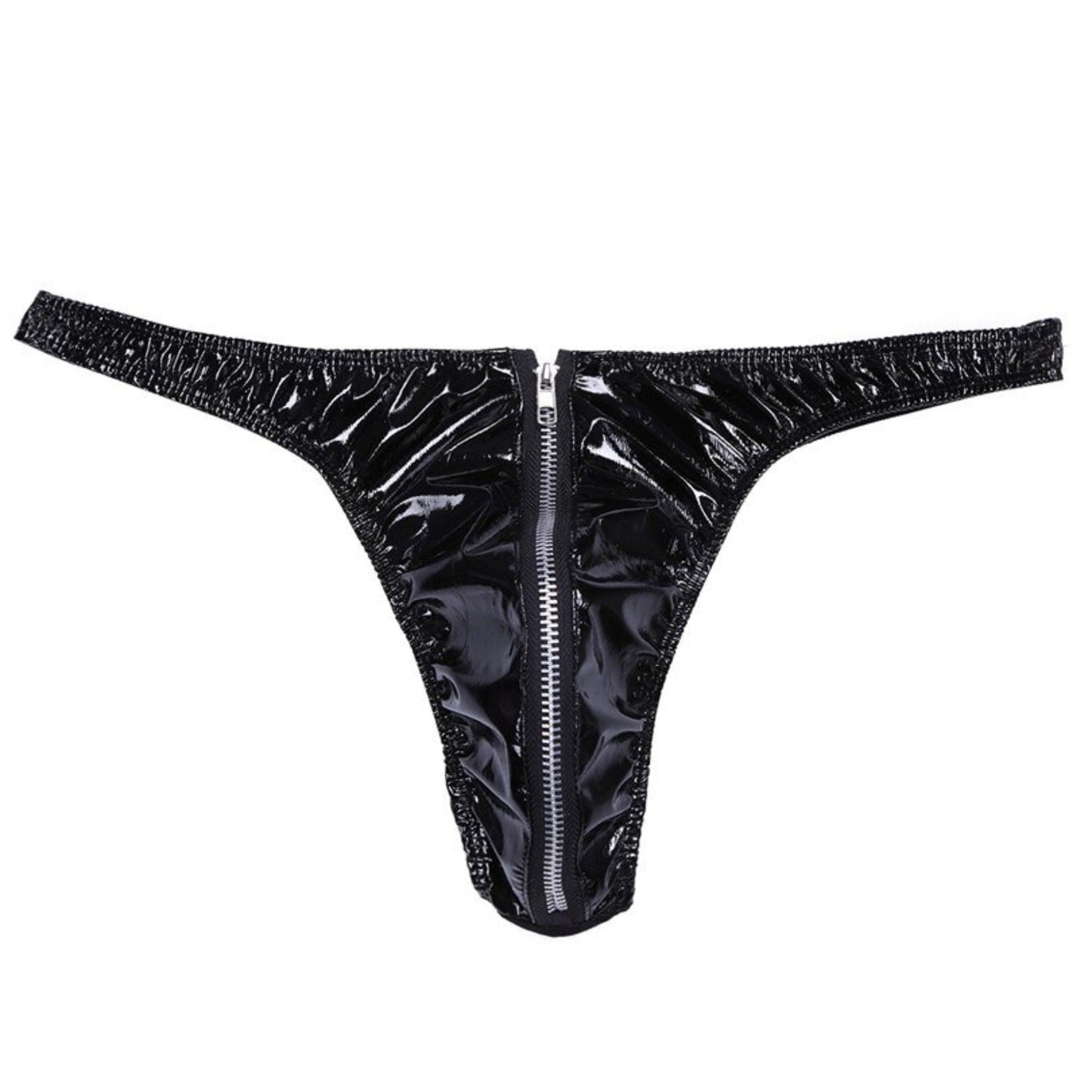 Men's Lingerie Patent Leather Front Zip