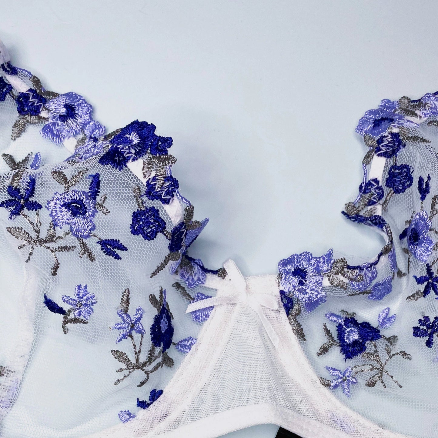 Wedding Lingerie Sheer See through French Floral Embroidery Bridal Set