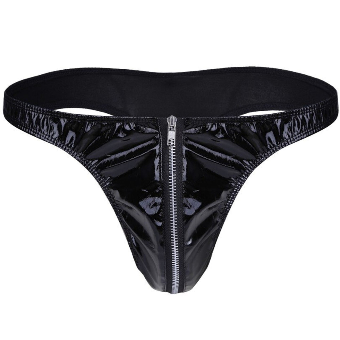 Men's Lingerie Patent Leather Front Zip