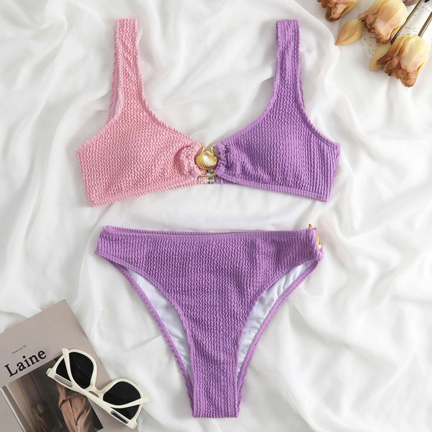Two Piece Shell Linked Swimsuit