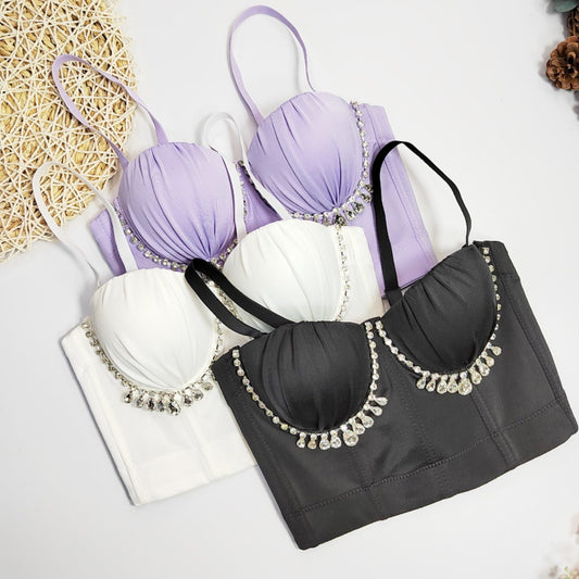 Rhinestone Cropped Bustier Top