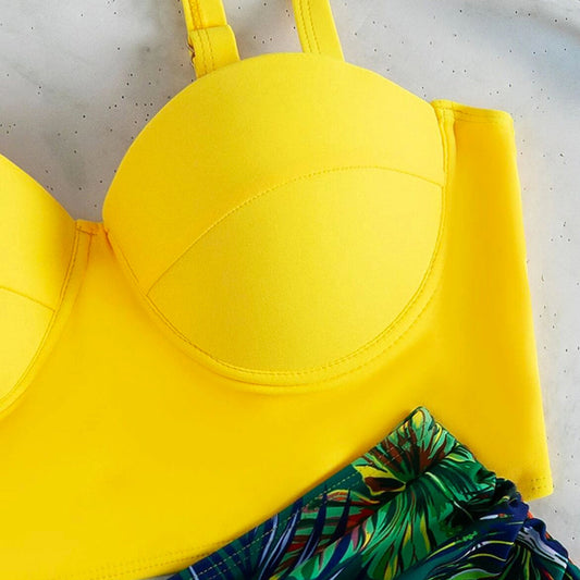 Two Piece High Waist Sexy Push Up Tropical Bikini Set