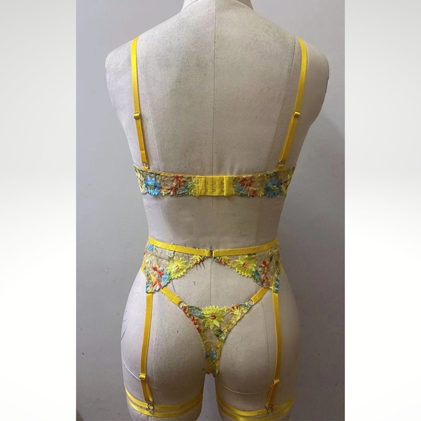 Sheer Yellow Boudoir Lingerie Set