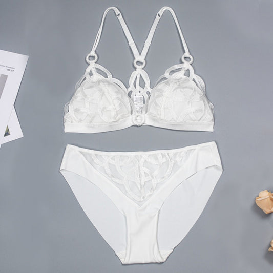 Wedding Lingerie See Through Racerback Non Wire White Lingerie Set