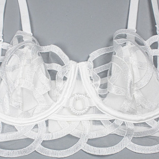 Bridal White Lingerie Ultra Sheer Boudoir Set