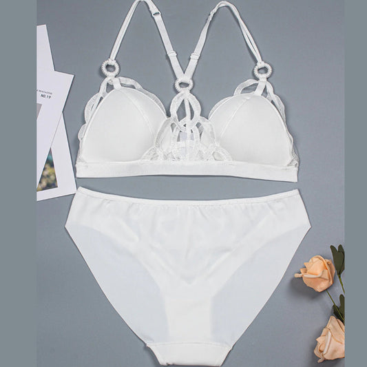 Wedding Lingerie See Through Racerback Non Wire White Lingerie Set