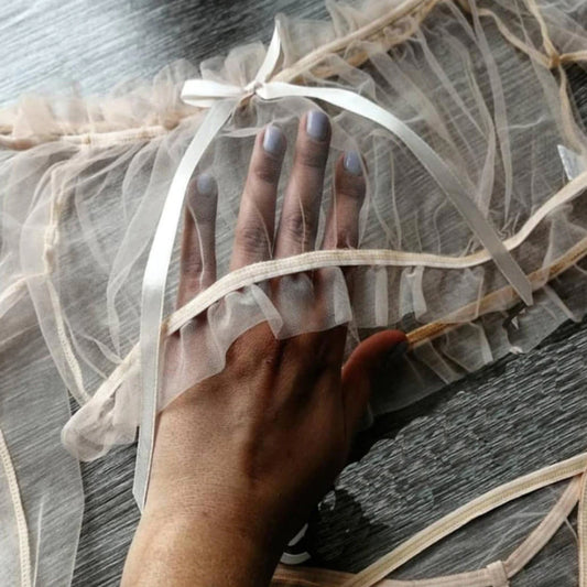 Sheer Long Sleeves Off Shoulder Transparent Nightshirt