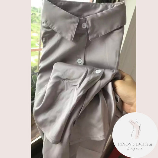 Oversized Boyfriend Style Silk Nightshirt