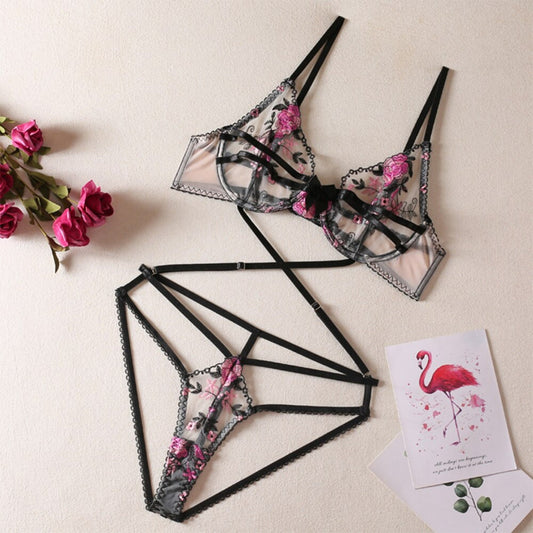 See Through String Crotchless Boudoir Lingerie