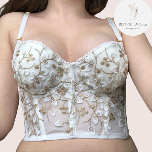 Wedding Corset Top Lingerie, See Through Elegant Embroidered Bralette