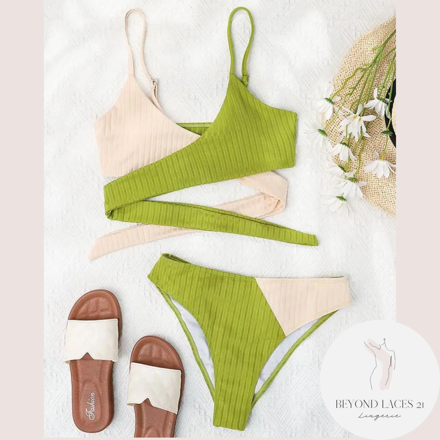 High Waist Color Block Swimsuit