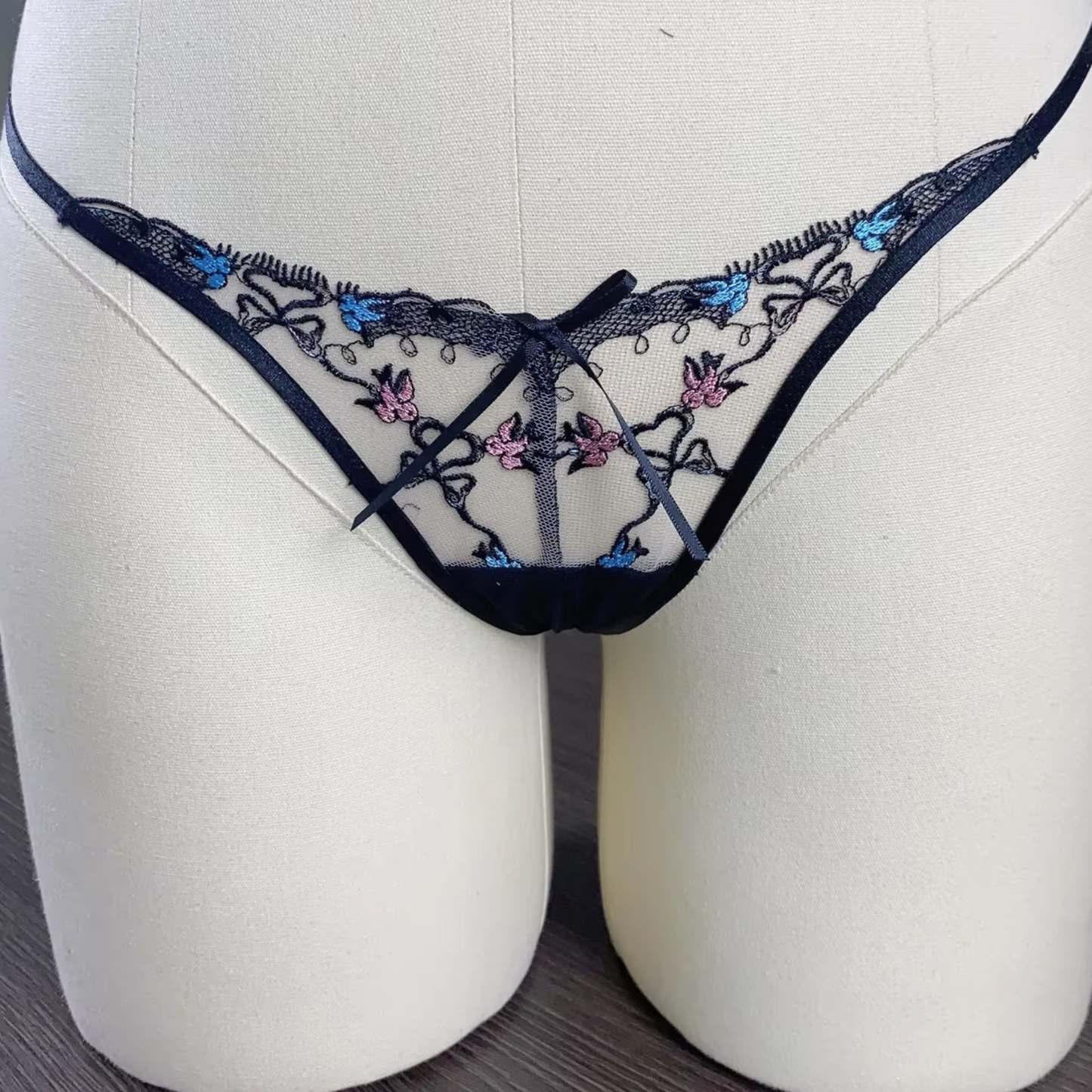 See Through Bird Embroidery Lingerie Set