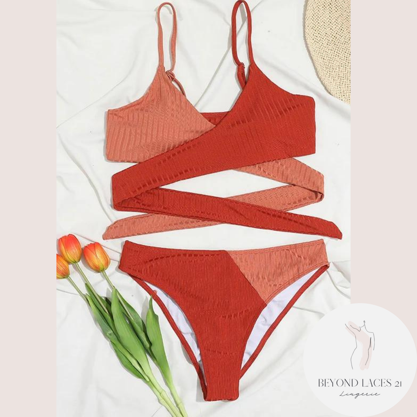 High Waist Color Block Swimsuit