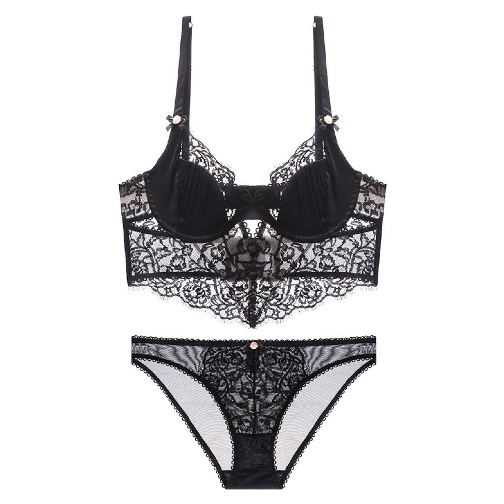 Amanda Sheer Lace Push Up Silk Lingerie Set – beyondlaces21