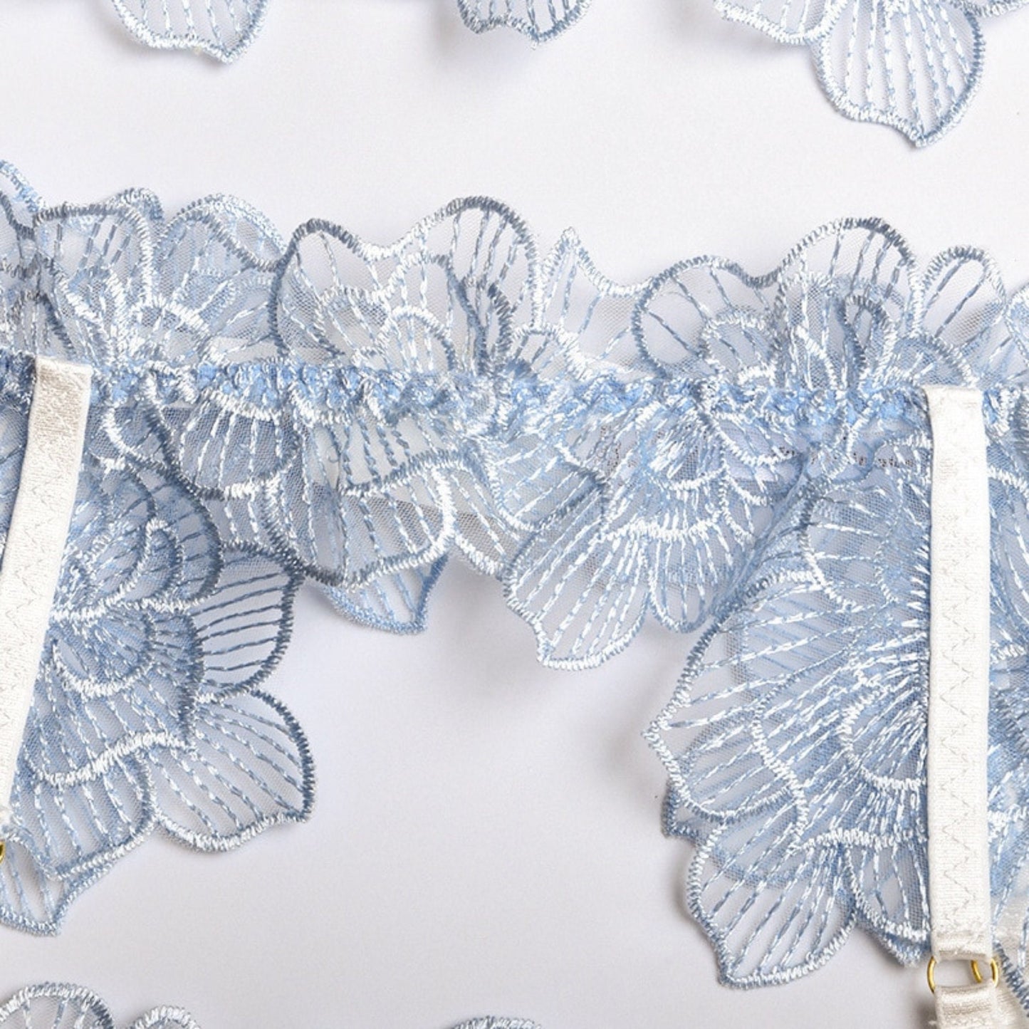 Wedding Lingerie Light Blue 4Piece Fairy French Embroidery