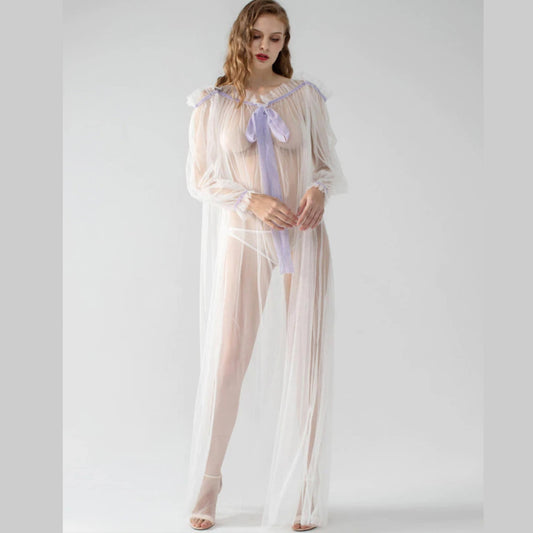 Organza Long Wedding Lace Sheer Nightdress