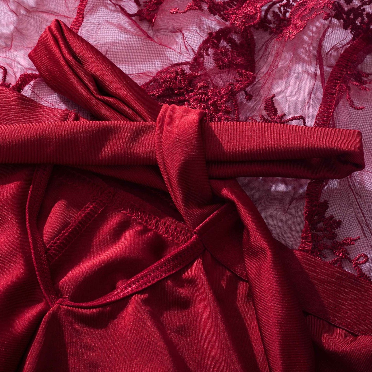 Halter Sheer Lace See Through Silky Bridal Lingerie Bodysuit