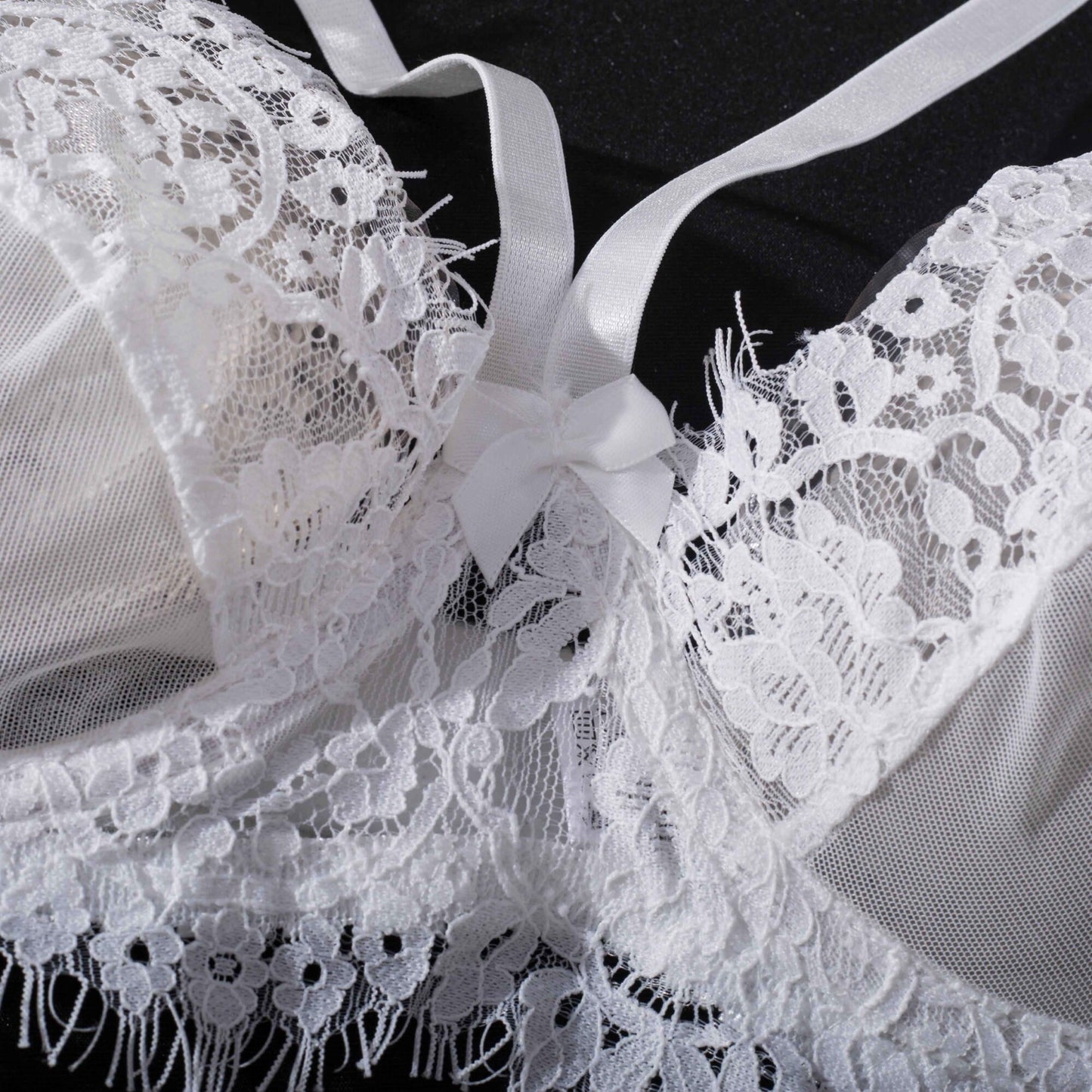 Ultra-thin Sheer Lace White Bridal Lingerie Set