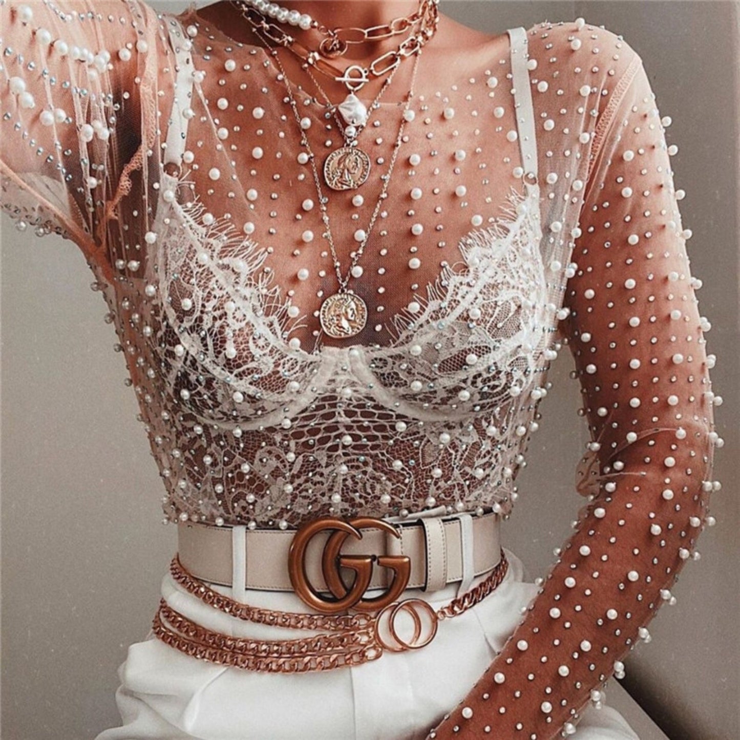 See Through Wedding Lingerie Tops Pearl Glam and Glitz