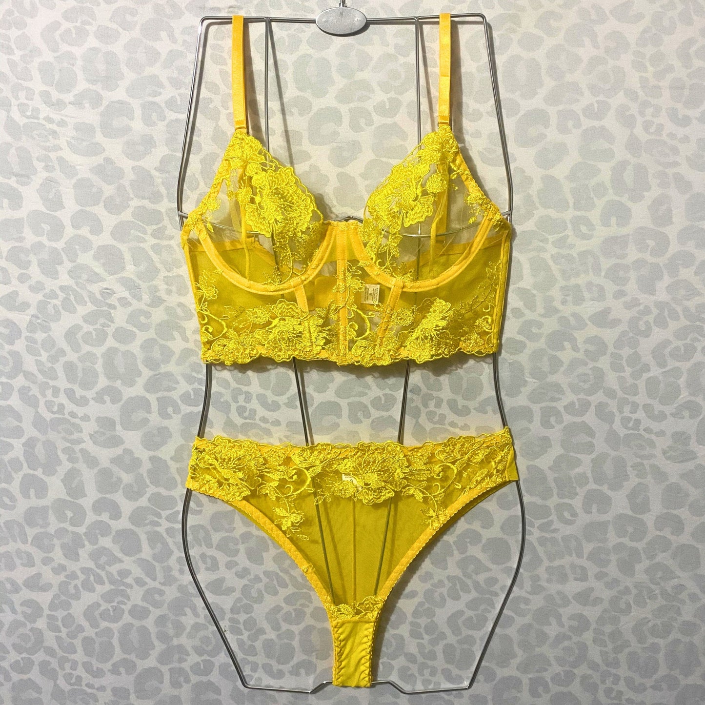 Yellow See Through Lingerie Set